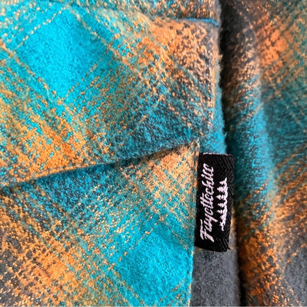 Fayettechill Teal and Orange Plaid 100% Cotton Flannel Shirt Women's Size M - Picture 5 of 12